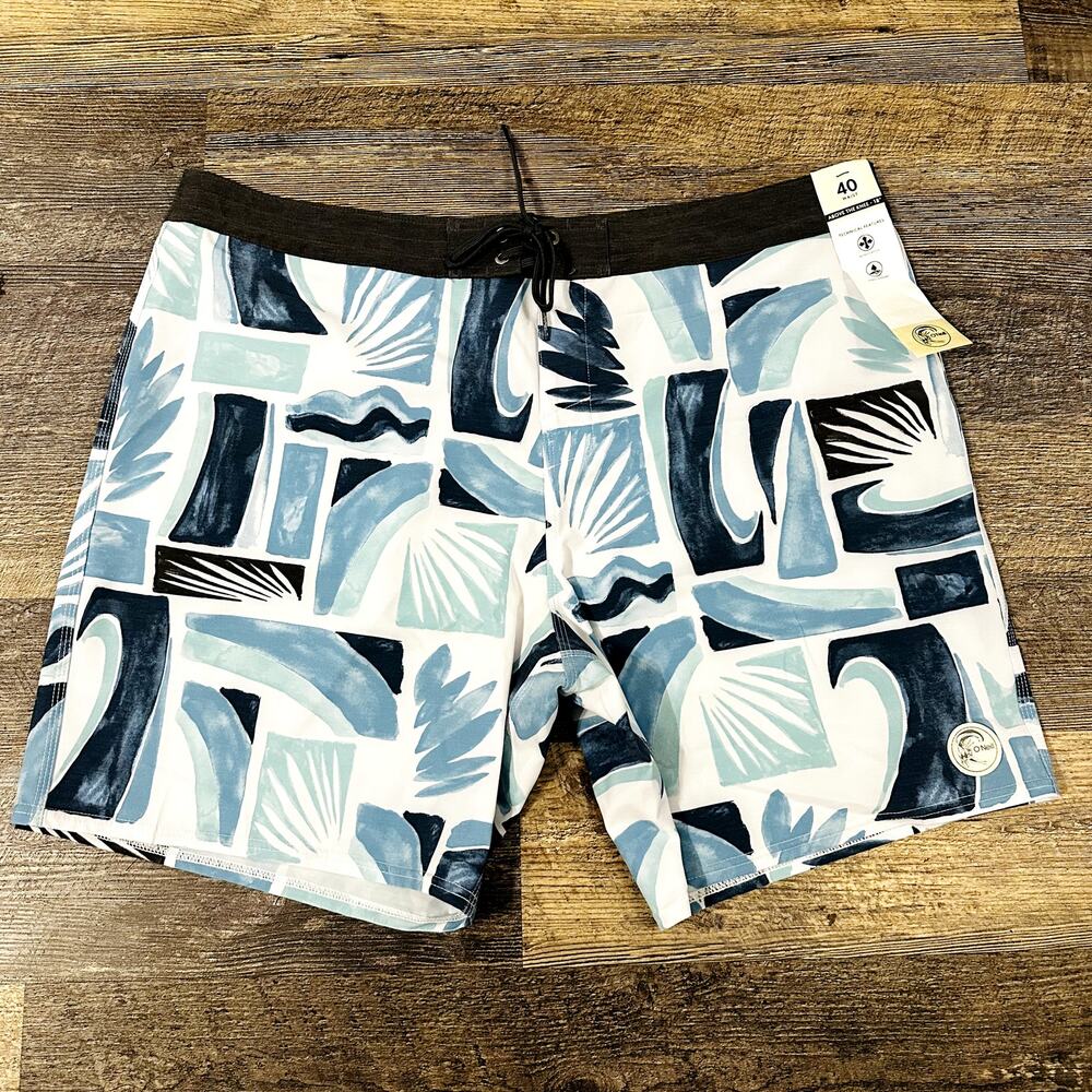 O'Neill Originals Men's Blue & Black Above The Knee 18" Boardshorts Size 40 NWT
